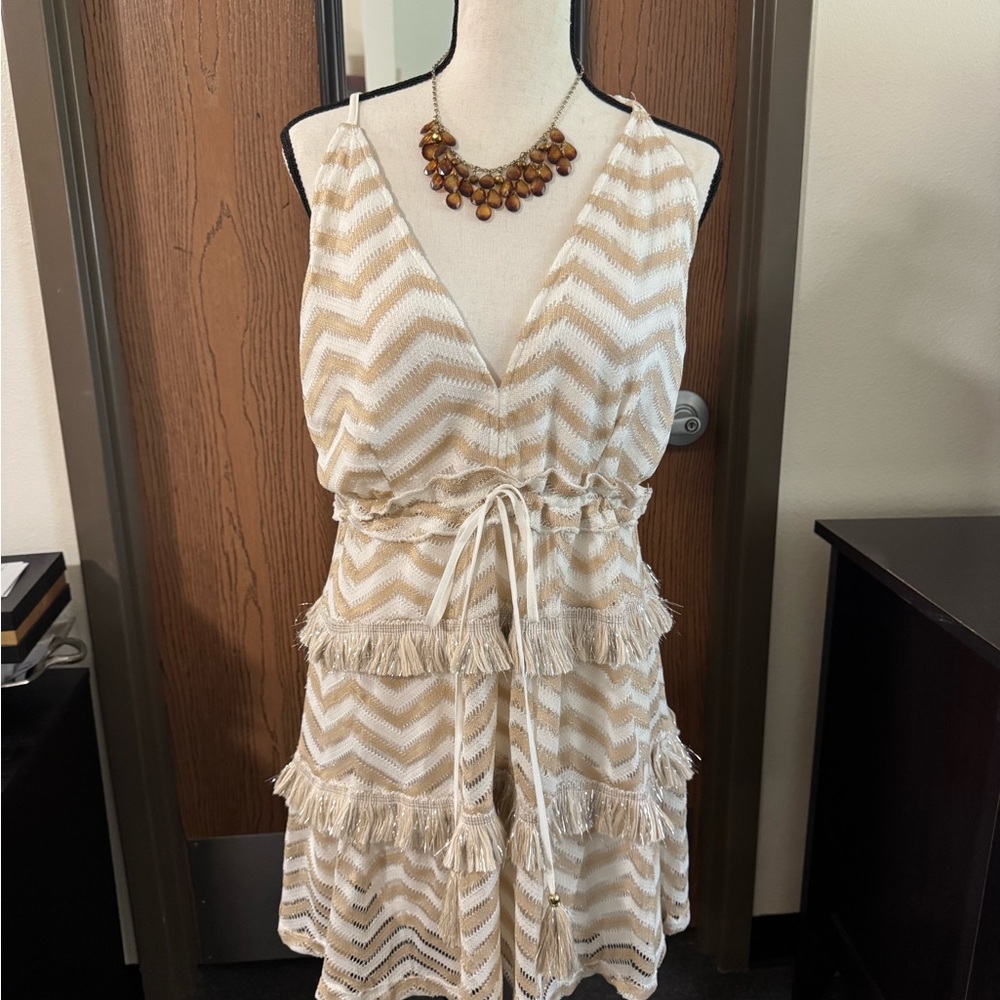 VENUS Chevron Patterned Dress with Tassels